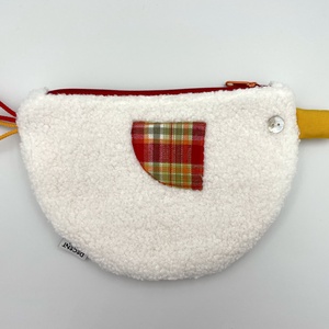 Kacsa haver pipere táska - fehér buklé/kockás, sárga csőr - táska & tok - neszesszer - Meska.hu