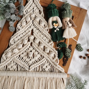 Makramé fenyőfa - otthon & életmód - dekoráció - asztal és polc dekoráció - asztaldísz - Meska.hu