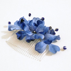 Kék selyemvirágos hajdísz -  - Meska.hu