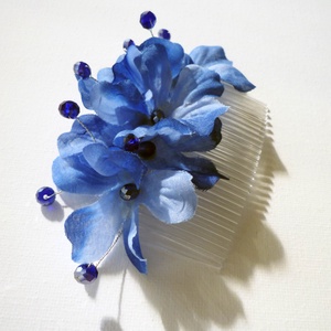 Kék selyemvirágos hajdísz -  - Meska.hu