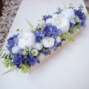 Kék fehér esküvői asztaldísz - esküvő - dekoráció - asztaldísz - Meska.hu