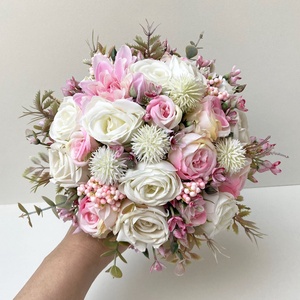 Rózsaszín és fehér menyasszonyi csokor  - esküvő - menyasszonyi- és dobócsokor - Meska.hu