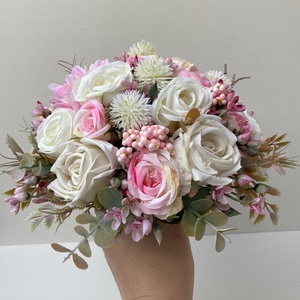 Rózsaszín és fehér menyasszonyi csokor  - esküvő - menyasszonyi- és dobócsokor - Meska.hu