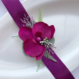 Lila orchideás csuklódísz, Esküvő, Ékszer, Karkötő & Csuklódísz, Virágkötés, Meska