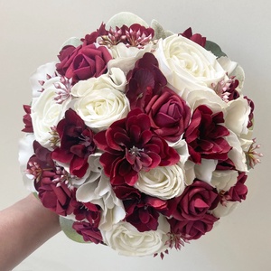Bordó fehér menyasszonyi csokor  - esküvő - menyasszonyi- és dobócsokor - Meska.hu