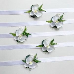 5db-os fehér orchideás csuklódísz csomag, Esküvő, Ékszer, Karkötő & Csuklódísz, Virágkötés, MESKA