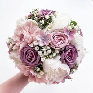 Selyemvirág menyasszonyi csokor mályva - esküvő - menyasszonyi- és dobócsokor - Meska.hu