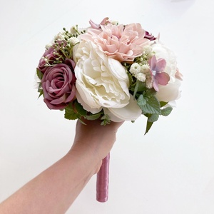 Selyemvirág menyasszonyi csokor mályva - esküvő - menyasszonyi- és dobócsokor - Meska.hu