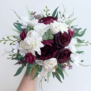 Menyasszonyi csokor selyemvirág bordó - esküvő - menyasszonyi- és dobócsokor - Meska.hu