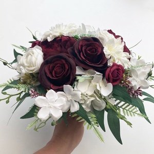 Menyasszonyi csokor selyemvirág bordó - esküvő - menyasszonyi- és dobócsokor - Meska.hu