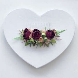 Fésűs selyemvirág hajdísz  - esküvő - hajdísz - fésűs hajdísz - Meska.hu