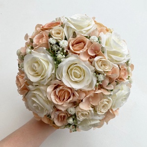 Selyemvirág menyasszonyi csokor púder  - esküvő - menyasszonyi- és dobócsokor - Meska.hu