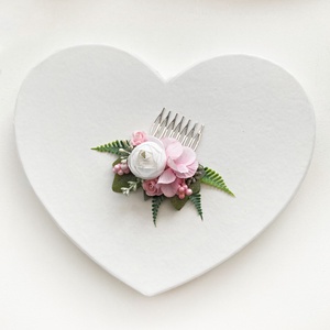 Menyasszonyi selyemvirág hajdísz rózsaszín, Esküvő, Hajdísz, Fésűs hajdísz, Virágkötés, MESKA