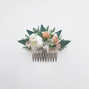 Fésűs hajdísz púder selyemvirágos - esküvő - hajdísz - fésűs hajdísz - Meska.hu