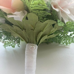 Selyemvirág menyasszonyi csokor púder fehér - esküvő - menyasszonyi- és dobócsokor - Meska.hu