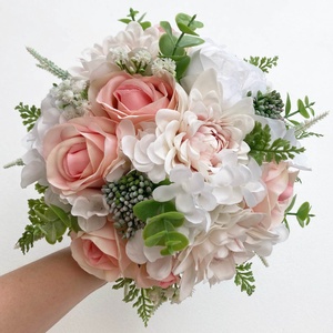 Selyemvirág menyasszonyi csokor púder fehér, Esküvő, Menyasszonyi- és dobócsokor, Virágkötés, MESKA