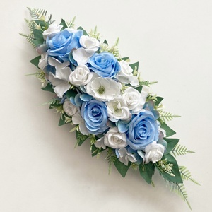 Selyemvirág asztaldísz kék rózsás, Esküvő, Dekoráció, Asztaldísz, Virágkötés, MESKA
