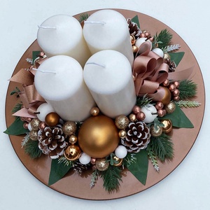 Adventi asztaldísz bronz rosegold, Karácsony, Adventi díszek, Adventi koszorú, Virágkötés, MESKA