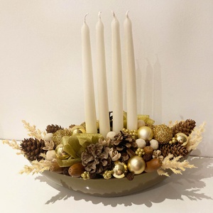 Karácsonyi asztaldísz arany - karácsony - adventi díszek - adventi asztaldísz - Meska.hu
