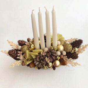 Karácsonyi asztaldísz arany - karácsony - adventi díszek - adventi asztaldísz - Meska.hu