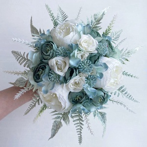 Hamvaskék menyasszonyi csokor selyemvirág - esküvő - menyasszonyi- és dobócsokor - Meska.hu