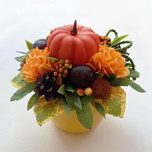 Őszi asztaldísz tökkel narancs, Otthon & Életmód, Dekoráció, Halloween, Halloweeni asztaldísz, Virágkötés, MESKA