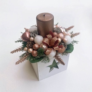 Karácsonyi asztaldísz rose gold - karácsony - karácsonyi lakásdekoráció - ünnepi asztaldekoráció - Meska.hu