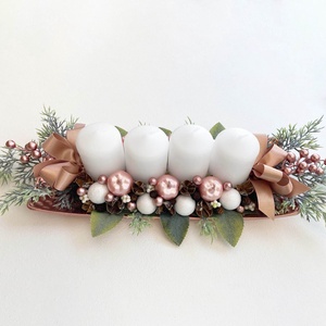 Adventi asztaldísz rosegold - karácsony - adventi díszek - adventi koszorú - Meska.hu
