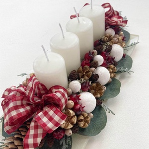 Adventi asztaldísz kockás masnival - karácsony - adventi díszek - adventi koszorú - Meska.hu Adventi asztaldísz kockás masnival - karácsony - adventi díszek - adventi koszorú - Meska.hu