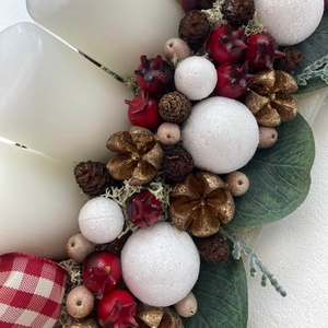 Adventi asztaldísz kockás masnival - karácsony - adventi díszek - adventi koszorú - Meska.hu Adventi asztaldísz kockás masnival - karácsony - adventi díszek - adventi koszorú - Meska.hu