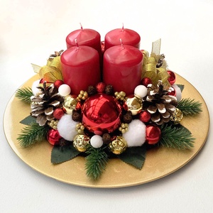 Adventi asztaldísz piros arany - Meska.hu