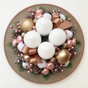 Adventi asztaldísz rosegold - karácsony - karácsonyi lakásdekoráció - ünnepi asztaldekoráció - Meska.hu