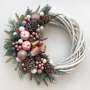 Karácsonyi ajtódísz rosegold - Meska.hu