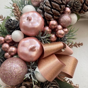 Karácsonyi ajtódísz rosegold - karácsony - karácsonyi lakásdekoráció - karácsonyi ajtódíszek - Meska.hu