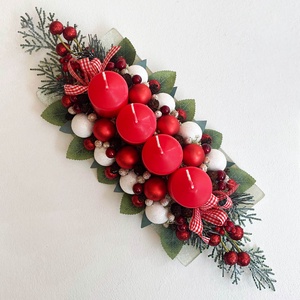 Adventi asztaldísz piros hamvas - Meska.hu