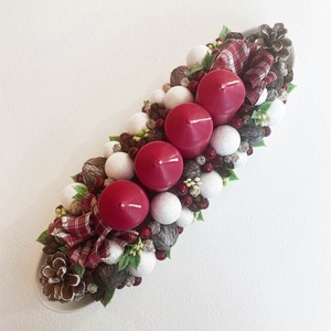 Adventi asztaldísz bordó fehér - Meska.hu