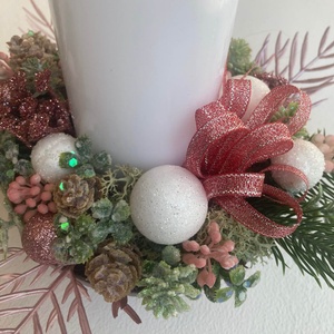 Karácsonyi asztaldísz mályva rózsaszín  - karácsony - karácsonyi lakásdekoráció - karácsonyi lakásdíszek - Meska.hu