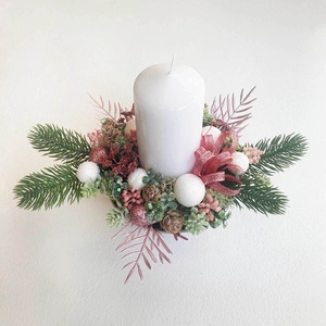 Karácsonyi asztaldísz mályva rózsaszín  - Meska.hu