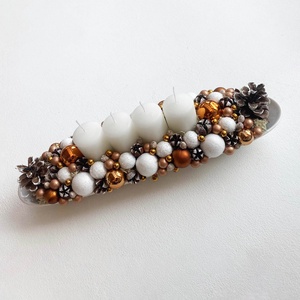 Adventi asztaldísz bronz fehér - karácsony - adventi díszek - adventi koszorú - Meska.hu