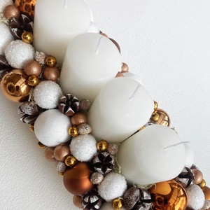 Adventi asztaldísz bronz fehér - karácsony - adventi díszek - adventi koszorú - Meska.hu