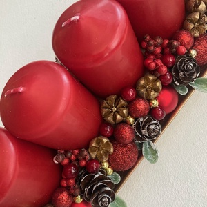 Adventi asztaldísz piros arany - karácsony - adventi díszek - adventi asztaldísz - Meska.hu