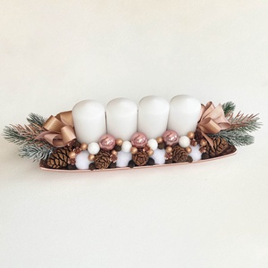 Adventi asztaldísz rose gold - karácsony - adventi díszek - adventi koszorú - Meska.hu