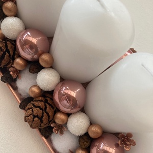Adventi asztaldísz rose gold - karácsony - adventi díszek - adventi koszorú - Meska.hu