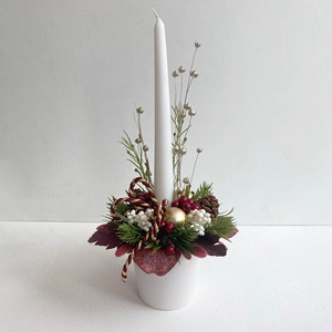 Gyertyás karácsonyi asztaldísz bordó - Meska.hu