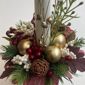 Gyertyás karácsonyi asztaldísz bordó - karácsony - karácsonyi lakásdekoráció - karácsonyi lakásdíszek - Meska.hu