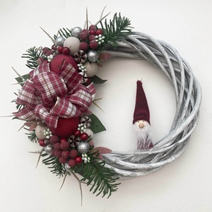 Karácsonyi ajtódísz télapós, Karácsony, Mikulás, Mikulás beltéri dekoráció, Virágkötés, MESKA