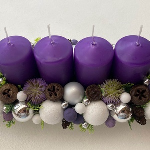 Karácsonyi asztaldísz lila ezüst - karácsony - adventi díszek - adventi koszorú - Meska.hu