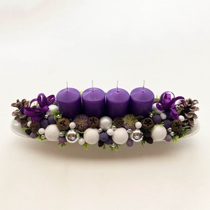 Karácsonyi asztaldísz lila ezüst - karácsony - adventi díszek - adventi koszorú - Meska.hu