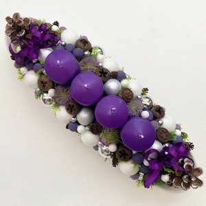 Karácsonyi asztaldísz lila ezüst - Meska.hu