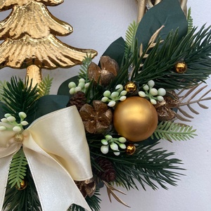 Karácsonyi ajtódísz arany karácsonyfás - karácsony - adventi díszek - adventi ajtódísz - Meska.hu